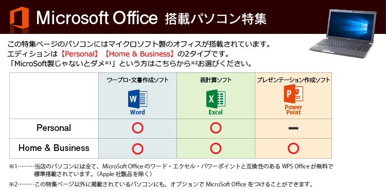 MicrosoftOffice搭載パソコン特集