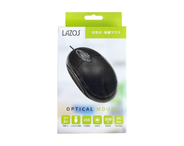  Lazos 光学式有線マウス（新品）【L-MS-BK 】(13277、04) 拡大